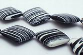 Large Black & White Zebra Calsilica Diamond Pillow Beads