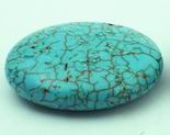 6 Splendid Spider Vein Blue Turquoise Oval Beads - 29mm x 25mm