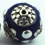 2 Large Magical Arabian Royal Blue & Silver Beads - 19mm
