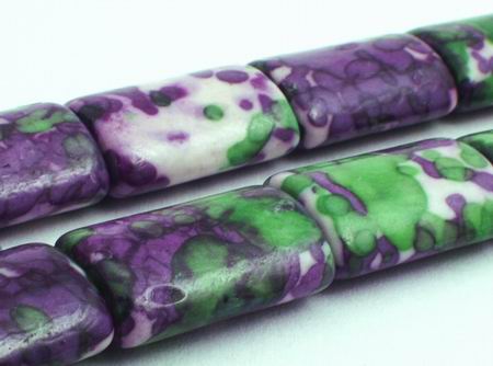 26 Purple & Green Rain Stone Pillow Beads