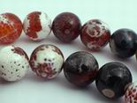 Large Earthy Red & White Crab Fire Agate Beads - 10mm