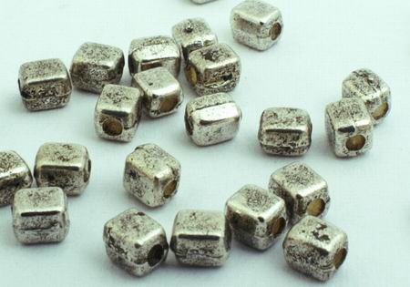 100 Small Silver Cube Bead Spacers - 3mm x 2mm