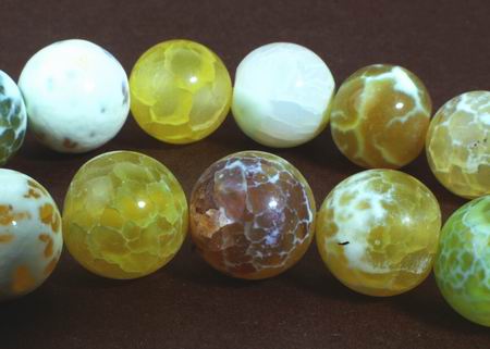 Breathtaking Spring Yellow & Green Crab Fire Agate Beads - 10mm