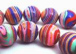 32 Large Striking 12mm Rainbow Calsilica Beads