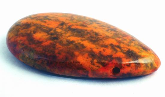 2 Large Summer Orange Turquoise Teardrop Beads - 50mm