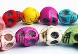 30 Unusual Summer Color Carved Skull Turquoise Beads - very popular!
