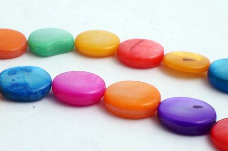 40 Colorful Rainbow Mother of Pearl Button Beads
