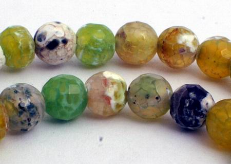 Sparking Faceted Olive Green Crab Fire Agate Beads - 6mm