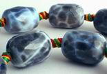Distinctive Faceted Slate Grey Crab Fire Agate Barrel Beads
