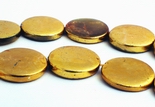 Large Shiny Gold Disc Metal Button Beads - Unusual!