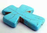 Large Ravishing Blue Turquoise Cross Pendant