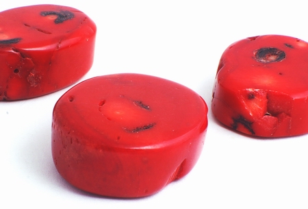 Large Red Coral Oval Nugget Bead - 42mm