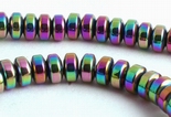 New Aurora Borealis Hematite Heishi 6mm & 3mm Beads - Unusual!