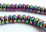 New Aurora Borealis Hematite Heishi Beads - Unusual!