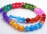 Unusual Rainbow Crackle Glass Beads - 6mm