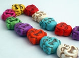 20 Unusual Rainbow Turquoise Buddha Beads - Heavy!