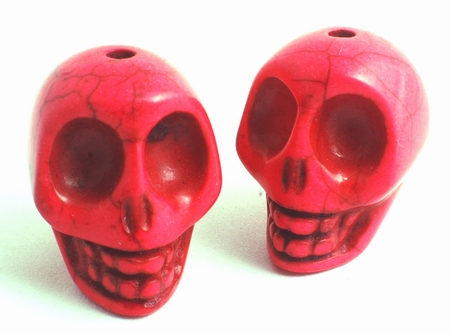 2 Large Carved Haunting Pink Skull Beads