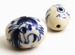 Large Porcelain Barrel Dragon Bead - Unusual!