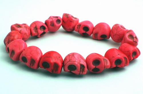 Carved Turquoise Skull Bracelet - Blue, Pink or Purple