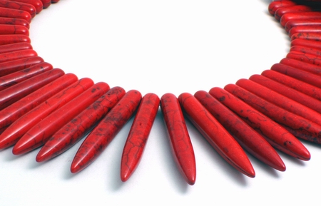 66 Unusual Heavy Red Turquoise Icicle Beads - each 45mm Long!