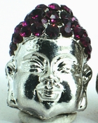 Heavy Buddha Head Shamballa Bead - amethyst or black hair