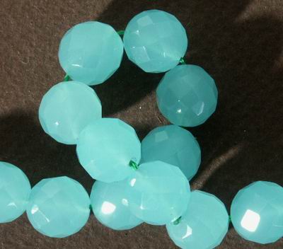 Vibrant Aqua-Green Faceted Chalcedony  Beads - Large 10mm