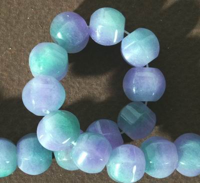Unusual Lavender & Green Large Faceted New Jade Beads