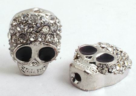 Crystal Blinged Metal Skull Bead