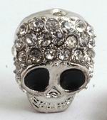 Crystal Blinged Metal Skull Bead