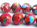 40 Fire-Red & Blue 10mm Calsilica Beads