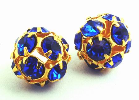 Royal Sapphire Blue & Gold Shamballa Bead