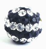 2 Striking Black & White Glass Shamballa Beads