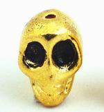 2 Heavy Sold-Metal Gold Skull Beads