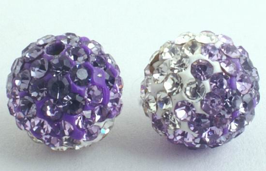 Unusual Graduated Lavender Blinged Shamballa Bead