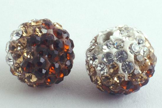 Unusual Graduated Amber Blinged Shamballa Bead