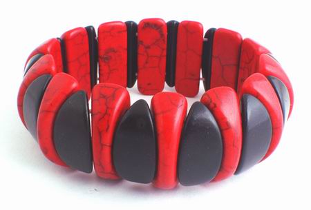Mystical Red & Black Turquoise Half-Moon Bracelet