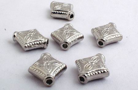 50 Silver Rhombus Pillow Bead Spacers