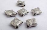 50 Silver Rhombus Pillow Bead Spacers