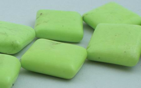 Lime-Green Gaspeite Square Pillow Rhombus Beads