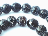 Mystical Raven Black Faceted Fire Agate 8mm Beads