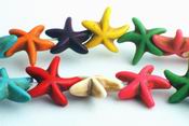 Vibrant Rainbow Turquoise Starfish Beads - Unusual!