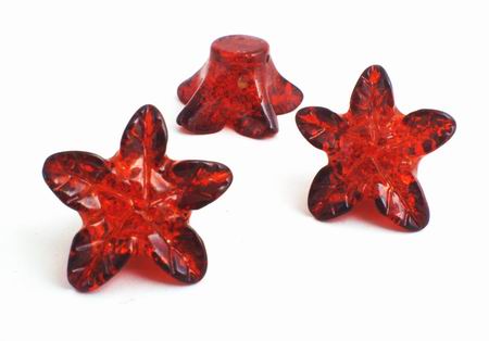 4 Mysterious Dark Brandy Amber Flower Beads