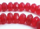 100  Faceted  Ruby Red Jade Diamond Rondelle Beads