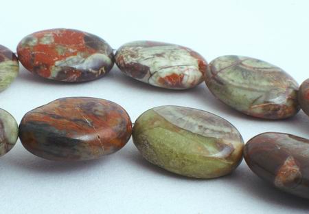 24 Earthy Lake Superior Agate Oval Beads - Beautiful Sheen