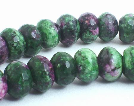 73 Green & Purple Faceted Ruby Zoisite Rondelle Beads