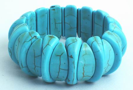 Chunky Blue Turquoise Pomelo-Shapes Bracelet - Heavy!