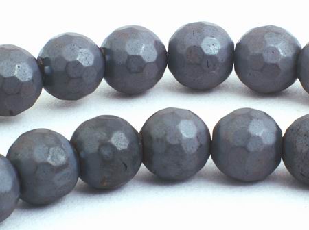 Heavy Faceted Gunpowder Grey Hematite 8mm Beads: MrBead