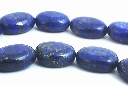 31 Royal Blue & Gold Shiny Lapis Oval Beads