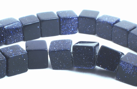 Sparkling Midnight Blue Bluestone Cube Beads