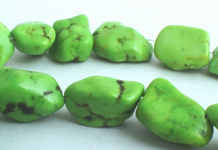 Vibrant Apple Green Gaspeite Nugget Beads